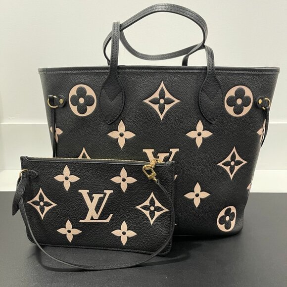 Louis Vuitton NWT Neverfull MM Empreinte Monogram Giant Black Beige (JB1299) - Picture 1 of 8